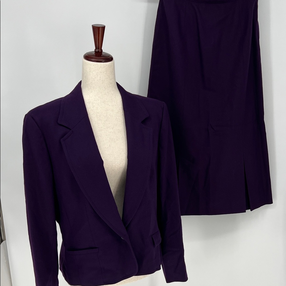 Pendleton Purple Virgin Wool Jacket Skirt Set Women’s Jacket 12 Skirt 6